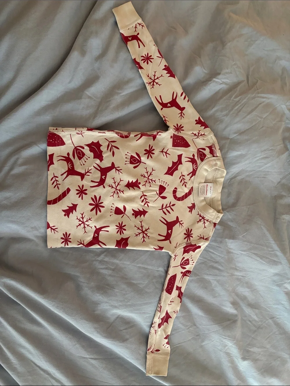 Hanna Andersson Cream and Red Reindeer Holiday Kids Pajama Set